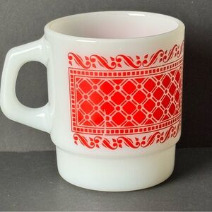 Vintage Anchor Hocking Fire King Coffee Cup Red White